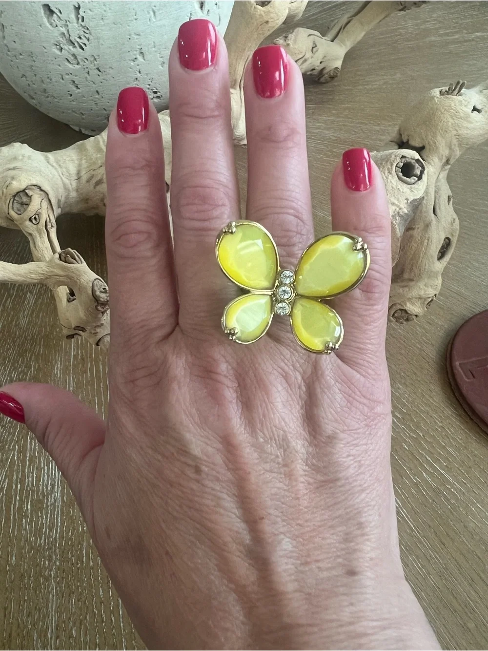 Yellow Butterfly Cocktail Ring - Women's Fashion Jewelry